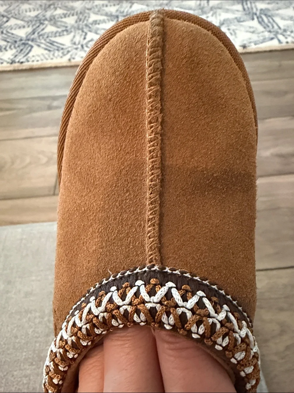 UGG Kids Chestnut Suede Clog Slippers with Trim